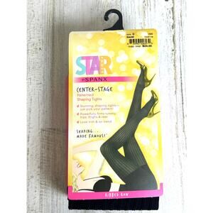 Star Power by Spanx Womens C Black Ribbed Row Shaping Tights NEW